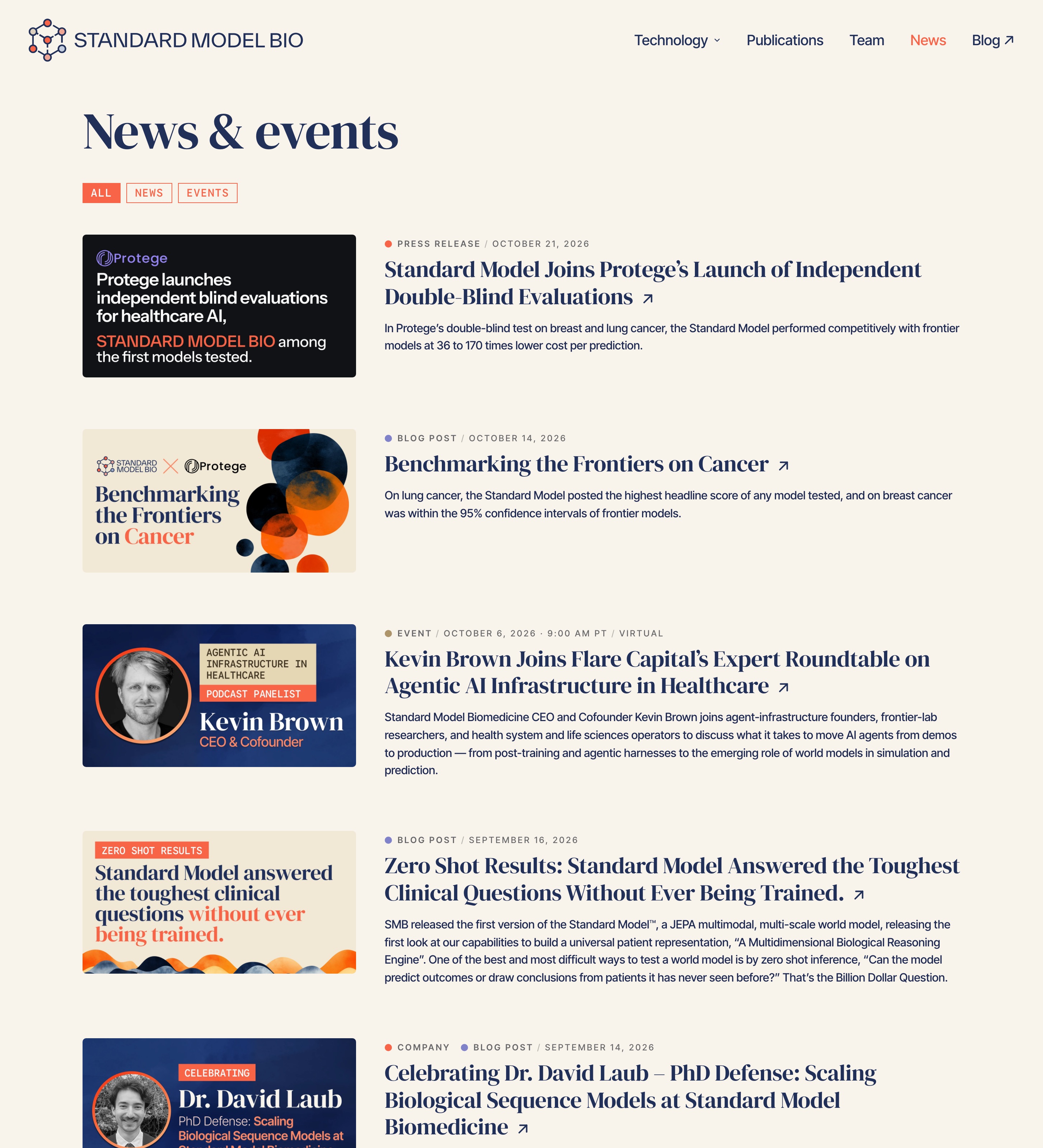 Standard Model Bio website — news and events