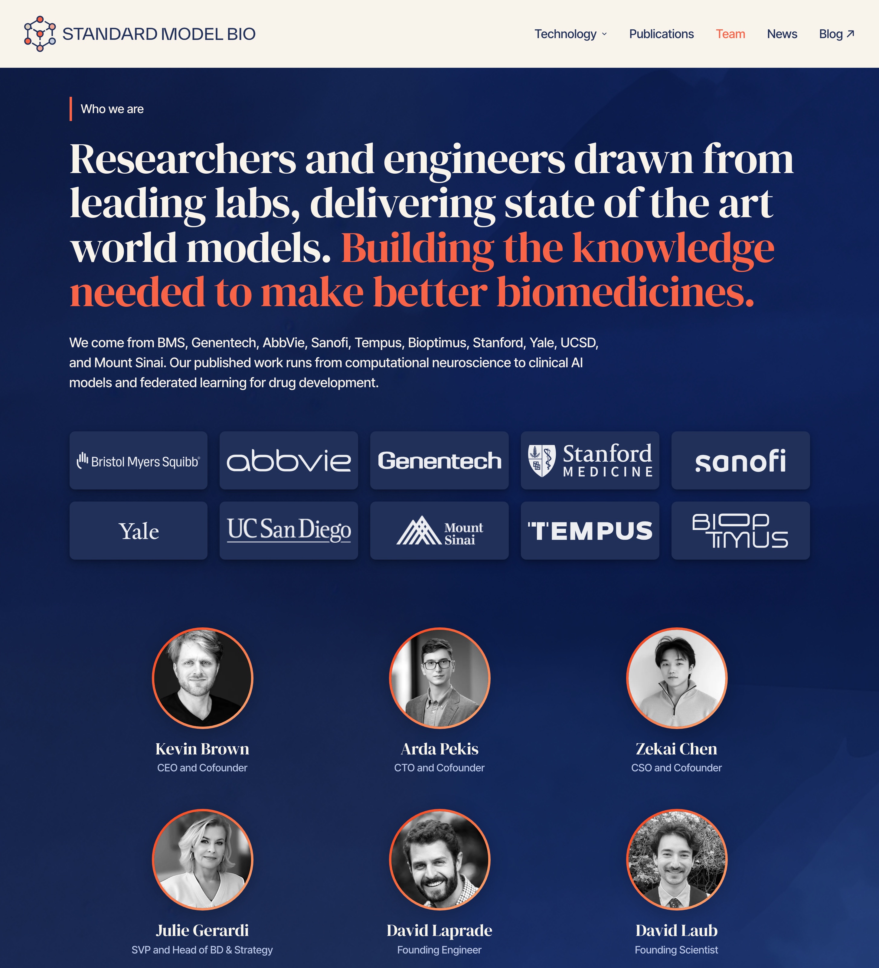 Standard Model Bio website — team